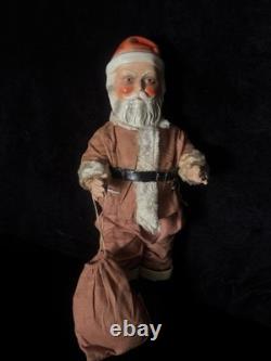 Large antique jointed composition SANTA CLAUS doll figure molded beard boots 19