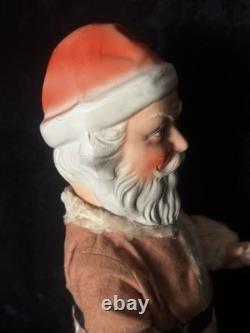 Large antique jointed composition SANTA CLAUS doll figure molded beard boots 19