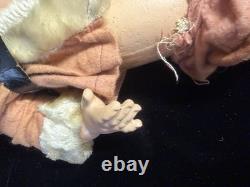 Large antique jointed composition SANTA CLAUS doll figure molded beard boots 19