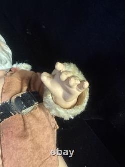 Large antique jointed composition SANTA CLAUS doll figure molded beard boots 19