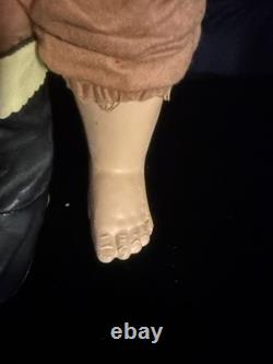 Large antique jointed composition SANTA CLAUS doll figure molded beard boots 19