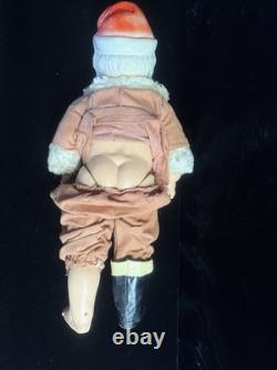 Large antique jointed composition SANTA CLAUS doll figure molded beard boots 19