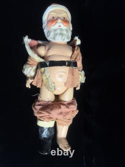 Large antique jointed composition SANTA CLAUS doll figure molded beard boots 19