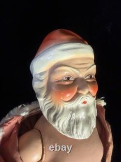 Large antique jointed composition SANTA CLAUS doll figure molded beard boots 19