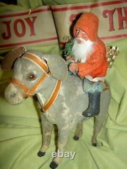 Large antique, jointed composition SANTA CLAUS doll figure, molded beard & boots