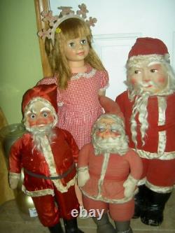 Large antique, jointed composition SANTA CLAUS doll figure, molded beard withboots
