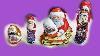 Learn Sizes With 4 Mystery Santa Claus Chocolate Opening Figures And Egg With Toys And Candy