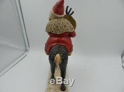 Leo Smith Santa Claus Carved Wood Folk Art Reindeer Vintage Christmas