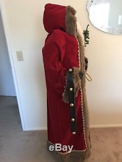 Life Size 5 Feet Tall FRENCH COUNTRY FATHER TIME CHRISTMAS SANTA CLAUS Fur Coat