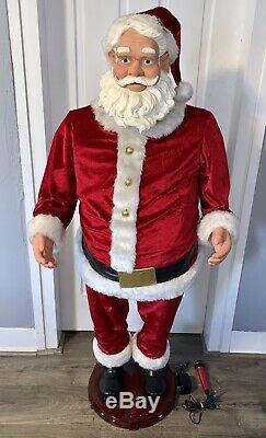 Life Size 5 Tall Santa Claus Animated Singing Musical Microphone TESTED Gemmy