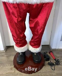 Life Size 5 Tall Santa Claus Animated Singing Musical Microphone TESTED Gemmy