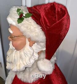 Life Size 5 Tall Santa Claus Animated Singing Musical Microphone TESTED Gemmy