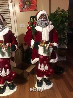 Life-Size African American Santa Claus, with sack of toys and Christmas stocking