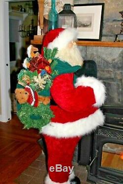 Life Size SANTA CLAUS Christmas Figure with sac of toys Kirkland 62 tall
