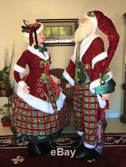 Life-Size Santa Claus & Mrs Claus Tartan Christmas Dolls Katherines Collection