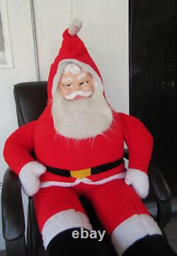 Life Size Vtg 1950's Santa Claus Stuffed Celluloid Face Doll Over 4-1/2 ft T USA