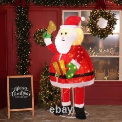 Lighted Christmas Santa Claus Holding Bell 6 FT for Holiday Party Outdoor Decor