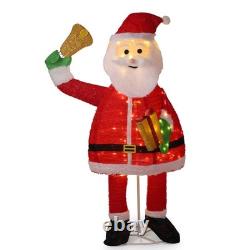 Lighted Christmas Santa Claus Holding Bell 6 FT for Holiday Party Outdoor Decor