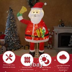 Lighted Christmas Santa Claus Holding Bell 6 FT for Holiday Party Outdoor Decor