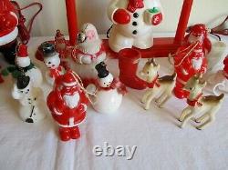 Lot Vtg SANTA CLAUS Royal Electric SNOWMAN Lighted CONTAINER Ornament CHRISTMAS