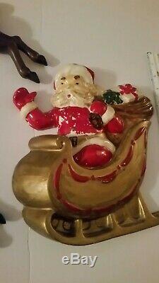 Lot of Vintage Reindeer and Santa Claus 1940s 50s Ceramic Plaster