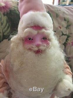 Lovely Pink Vintage Velvet Harold Gayle Christmas Santa Claus Rosie Cheeks #J