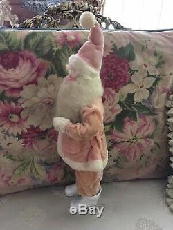 Lovely Pink Vintage Velvet Harold Gayle Christmas Santa Claus Rosie Cheeks #J