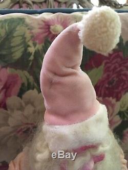 Lovely Pink Vintage Velvet Harold Gayle Christmas Santa Claus Rosie Cheeks #J