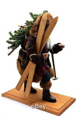 Lynn Haney Santa Claus Figurine Timberland Holiday 18 Skis Rustic Signed with Box