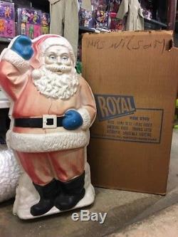 MASSIVE 4 Foot Tall Vintage Christmas Royal Santa Claus Lighted Wall Blow Mold