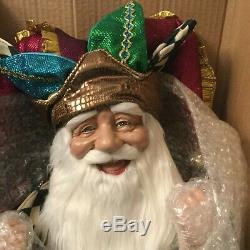 MacKenzie Childs Large Jeweled Santa Claus 33 Christmas Courtly Check