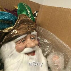 MacKenzie Childs Large Jeweled Santa Claus 33 Christmas Courtly Check
