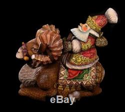 Magnificent Russian Santa Hand Carved & Painted RIDING A SHEEP #1051