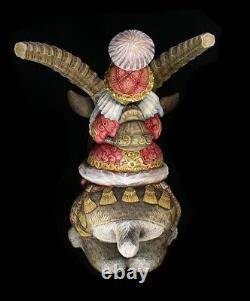Magnificent Russian Santa Hand Carved & Painted on Long Horned Mountain Sheep