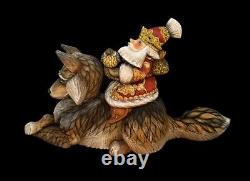 Magnificent Russian Santa Hand Carved & Painted on a WOLF #1027