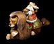 Magnificent Santa Riding Lion Hand Carved & Painted