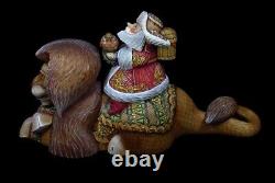 Magnificent SANTA riding LION Hand Carved & Painted