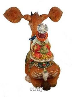 Magnificent Santa Hand Carved & Painted riding OKAPI new model