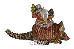 Magnificent Santa Riding ARMADILLO Hand Carved & Painted NEW MODEL