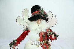 Mark Roberts Christmas Large Santa Claus Fairy Round Body Figure Top Hat Plaid