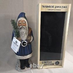 Marolin PaperMache Blue 13 Limited Edition Santa Claus Feather Tree Figure NIB