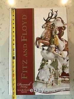 Mib 18.5 Fitz And Floyd Damask Up On The Housetop Santa Claus Reindeer Figure