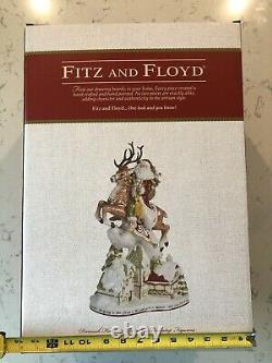 Mib 18.5 Fitz And Floyd Damask Up On The Housetop Santa Claus Reindeer Figure