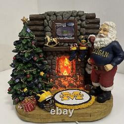 Michigan University Fireside Chimney With Santa Claus Figure Christmas Decor 8