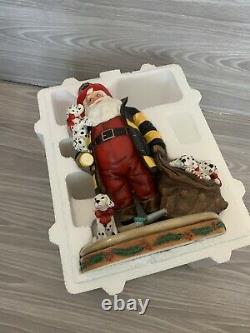 Mr. And Mrs. Claus Santa Firefighter Dalmatian Figures By Danbury Mint