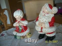 Mr. & Mrs. Santa Claus Vintage Atlantic Mold Ceramic Christmas In Original Box 1