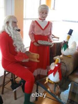 Mr. & Mrs. Santa Clause with snow geese (art soft sculpture life size dolls)