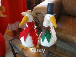 Mr. & Mrs. Santa Clause with snow geese (art soft sculpture life size dolls)