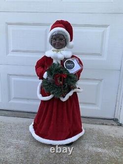 Mrs. Santa Claus 33 Tall Red Velvet Doll Figure With Light Up Reef Brand New