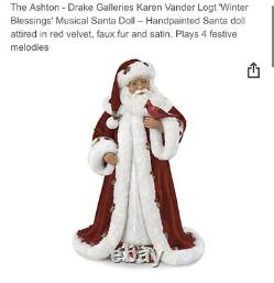 NEW Ashton-Drake HTF Winter Blessings Santa Claus Musical Doll Karen Vander Logt